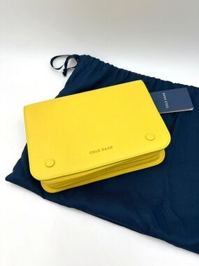 COLE HAAN Flap Crossbody Yellow Leather Grand Series Bag Purse NWT